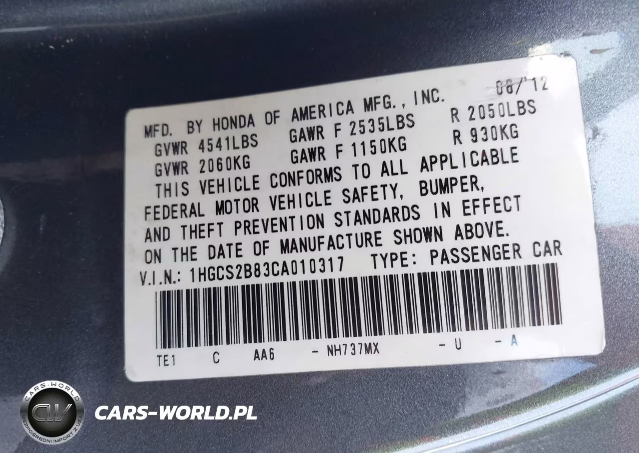 2012 Honda Accord 3.5 Ex-L VIN:1HGCS2B83CA010317 - 9
