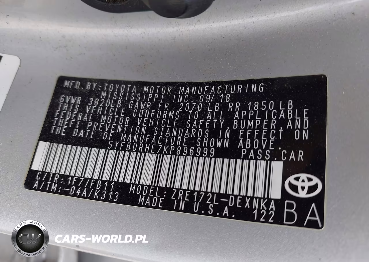 2019 Toyota Corolla Le VIN:5YFBURHE7KP896999 - 9