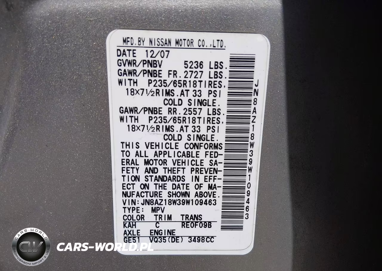 2009 Nissan Murano Sl VIN:JN8AZ18W39W109463 - 9