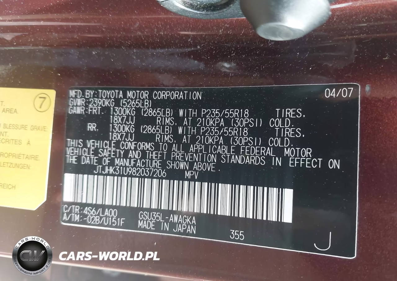 2008 Lexus Rx 350 VIN:JTJHK31U982037206 - 9