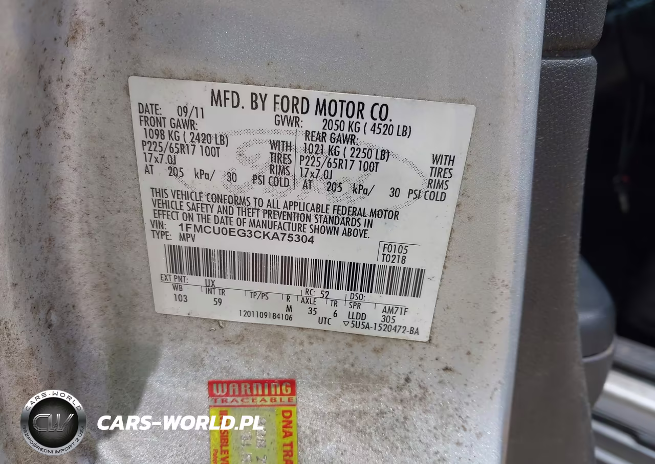 2012 Ford Escape Limited VIN:1FMCU0EG3CKA75304 - 9