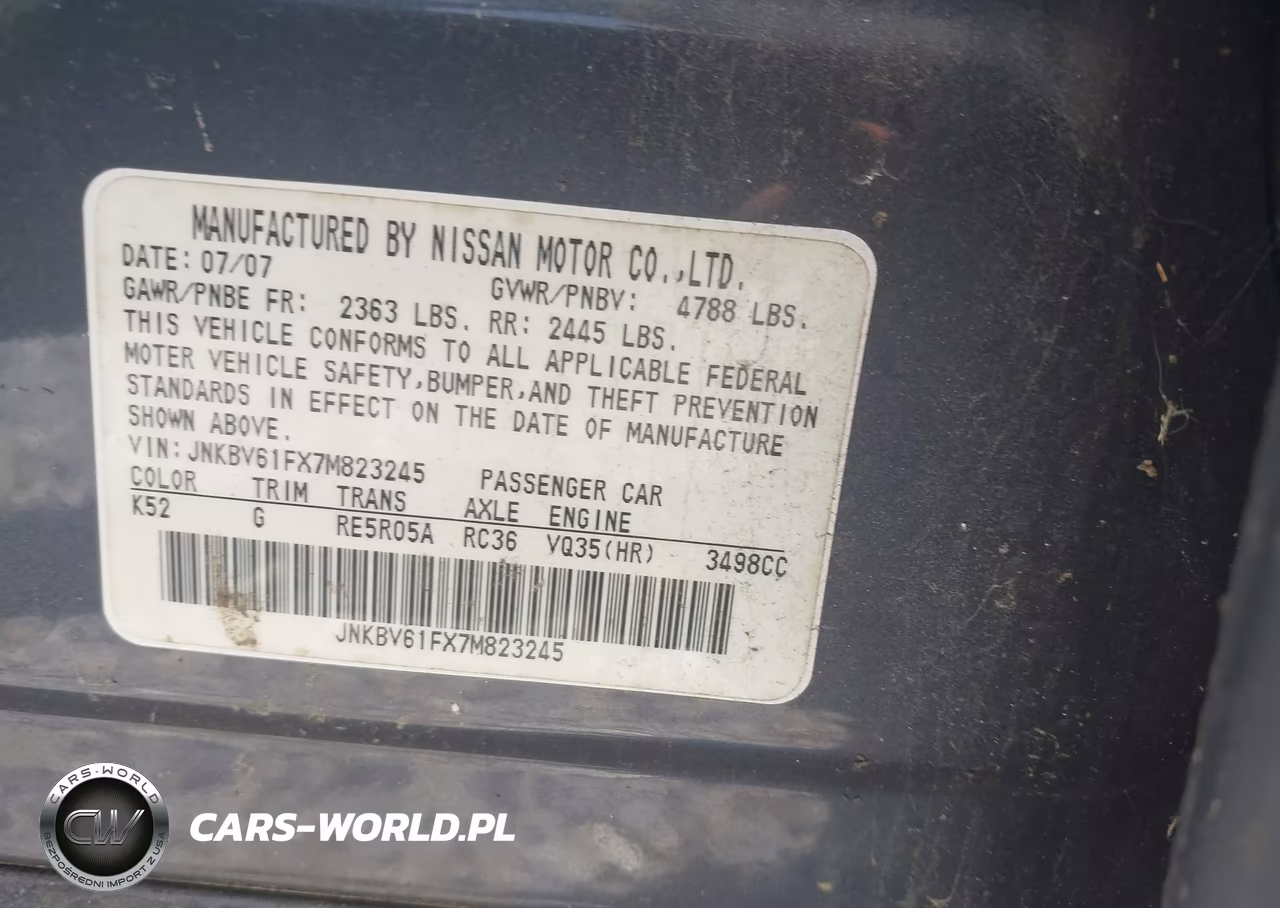 2007 Infiniti G35X VIN:JNKBV61FX7M823245 - 9