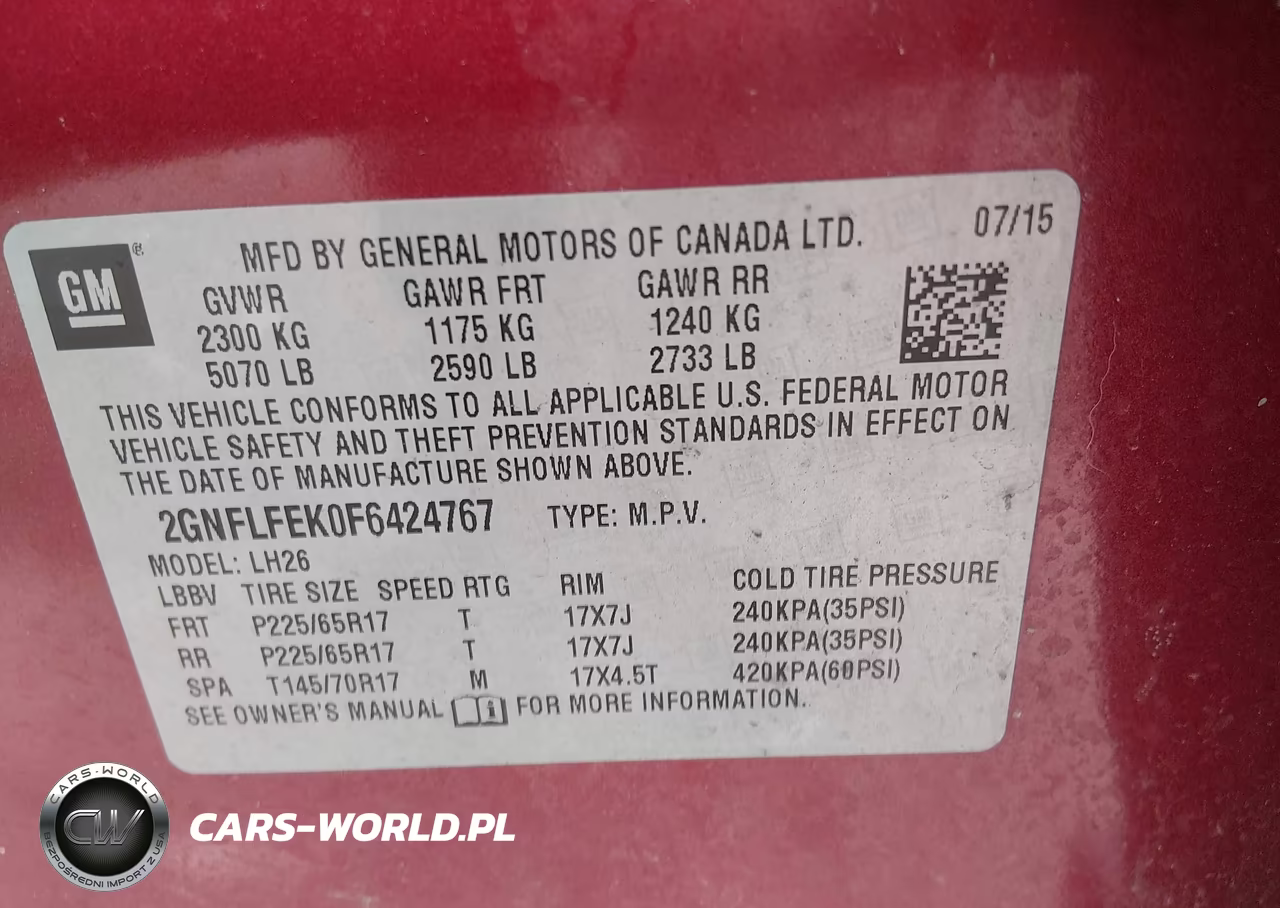 2015 Chevrolet Equinox 1Lt VIN:2GNFLFEK0F6424767 - 9