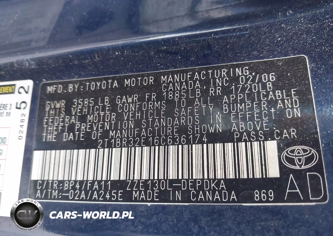 2006 Toyota Corolla Ce VIN:2T1BR32E16C636174 - 9