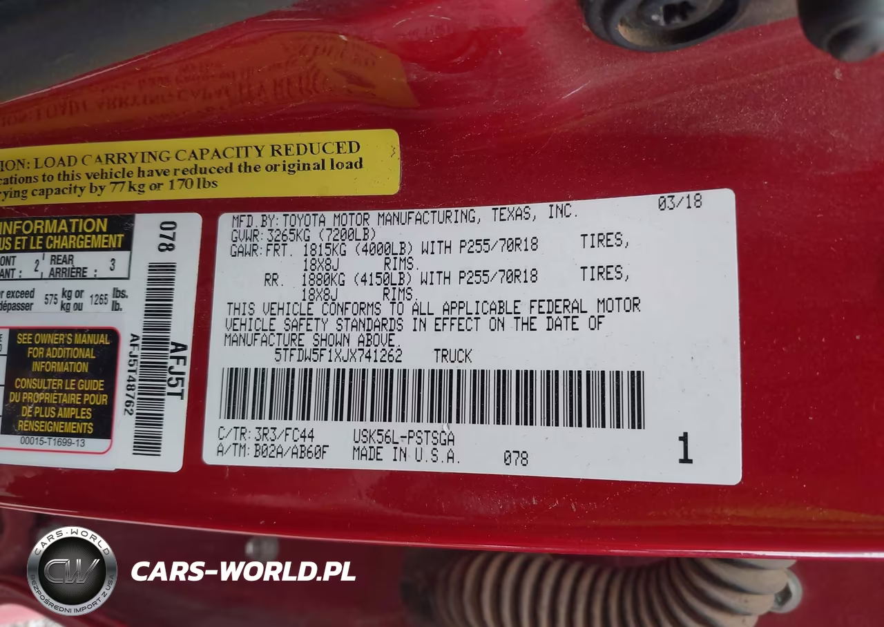 2018 Toyota Tundra Sr5 5.7L V8 VIN:5TFDW5F1XJX741262 - 9