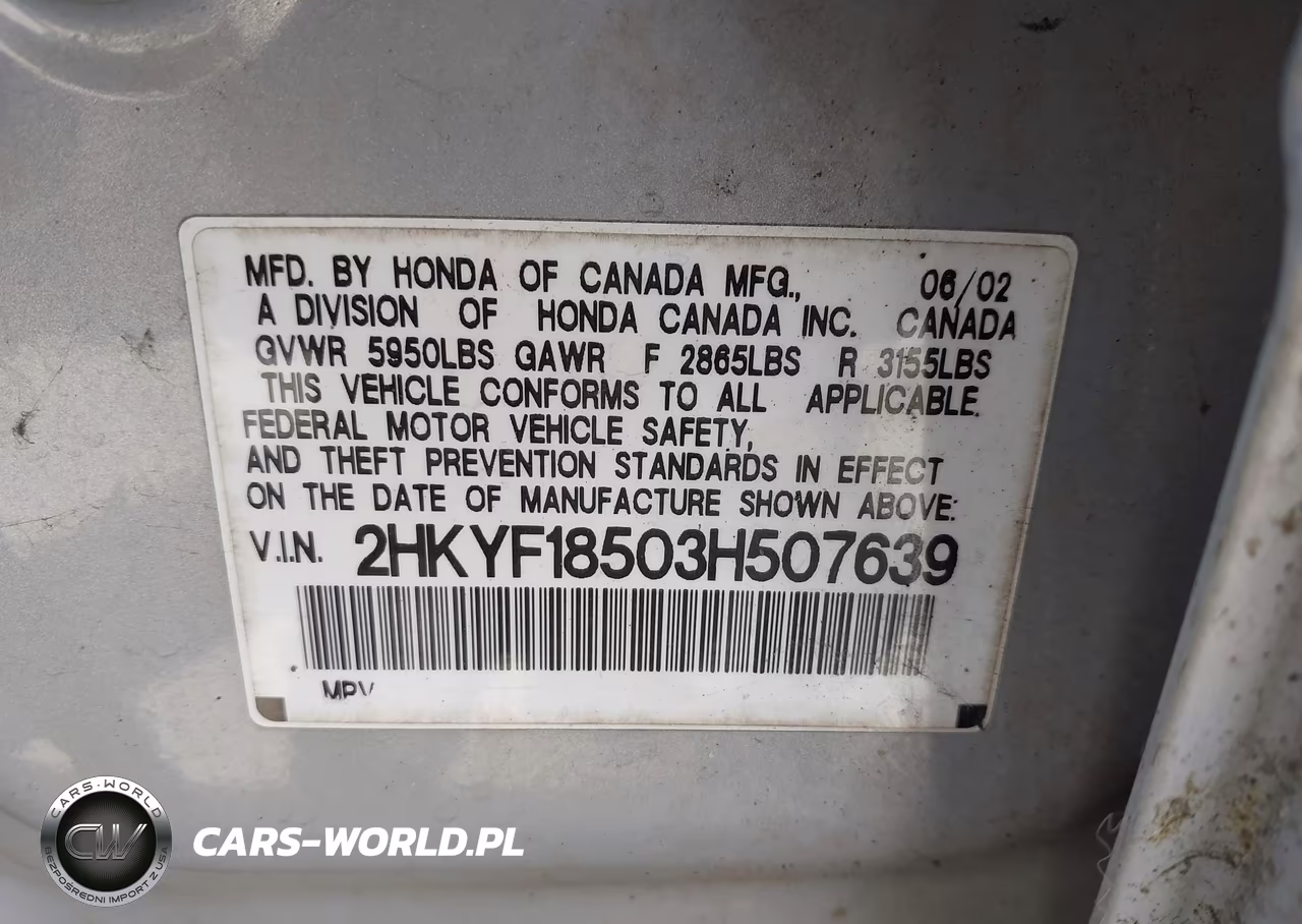 2003 Honda Pilot Ex-L VIN:2HKYF18503H507639 - 9