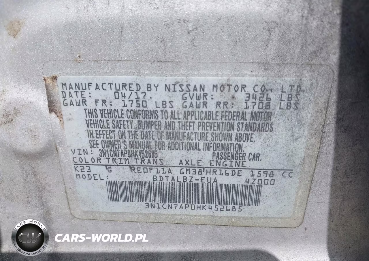 2017 Nissan Versa 1.6 Sv VIN:3N1CN7AP0HK452685 - 9