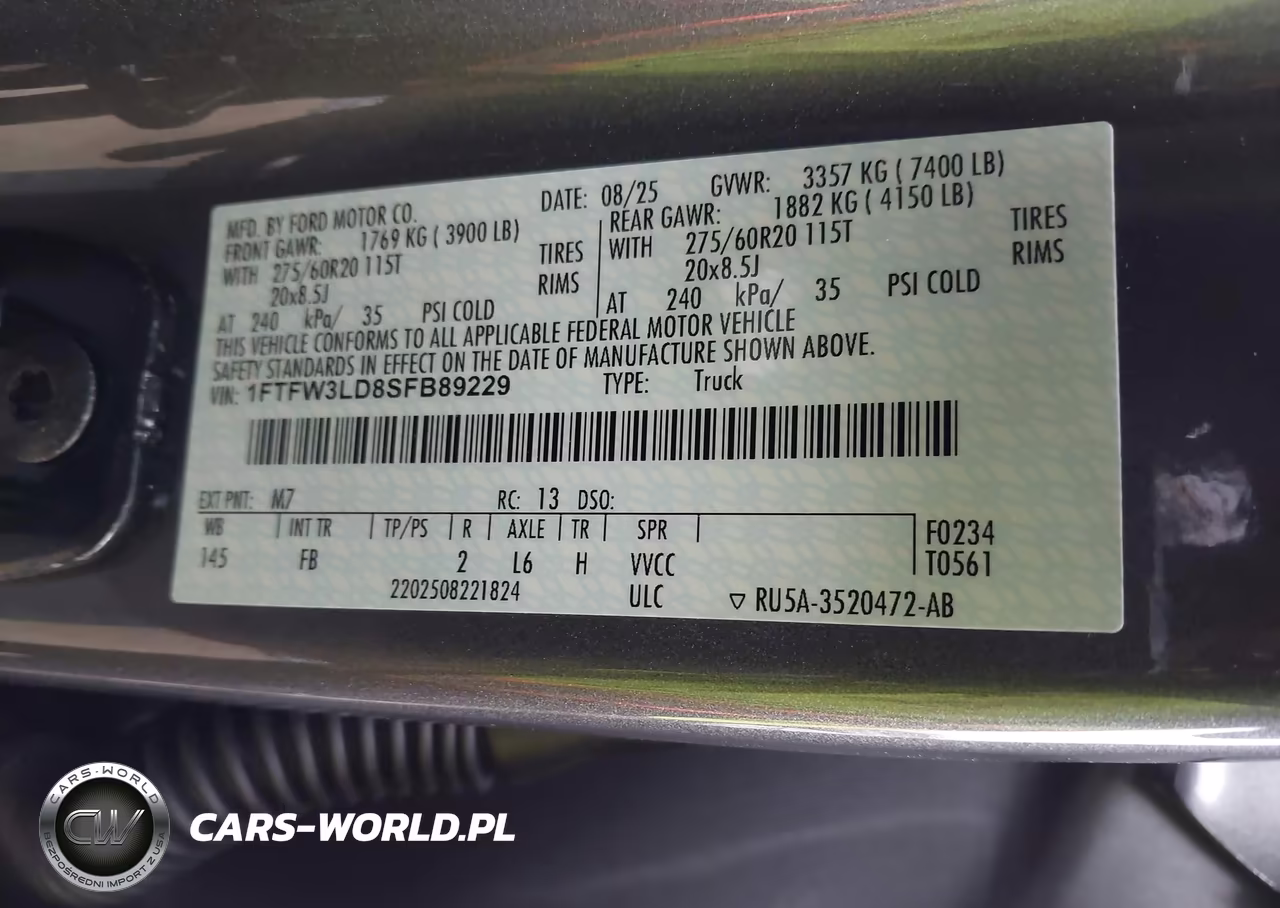 2025 Ford F-150 Xlt VIN:1FTFW3LD8SFB89229 - 9