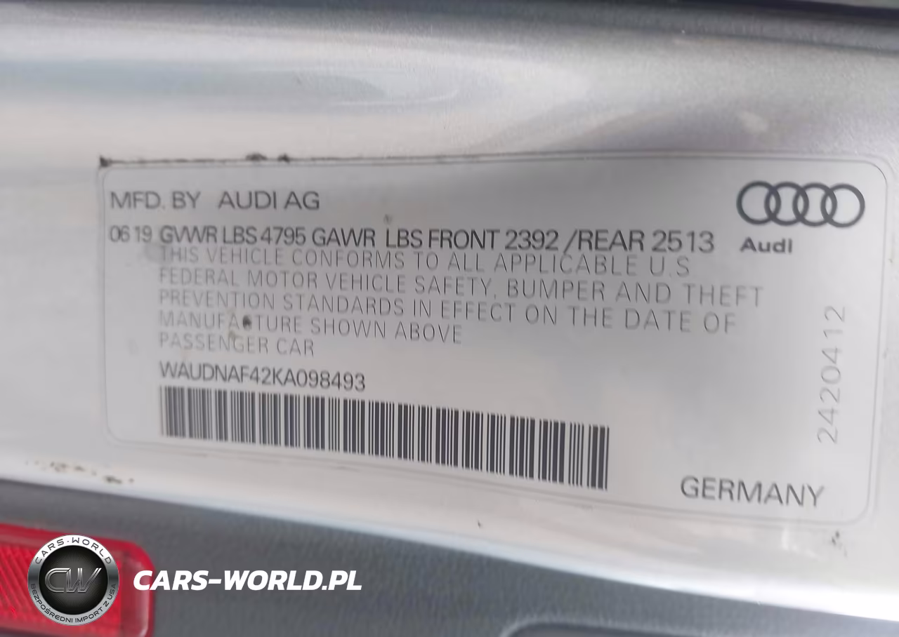 2019 Audi A4 45 Premium VIN:WAUDNAF42KA098493 - 9