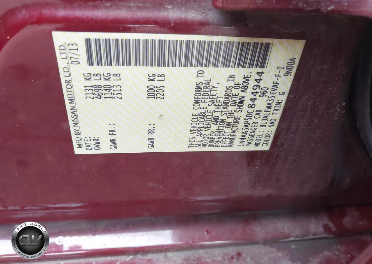 2013 Nissan Maxima 3.5 Sv VIN:1N4AA5AP5DC844944 - 9