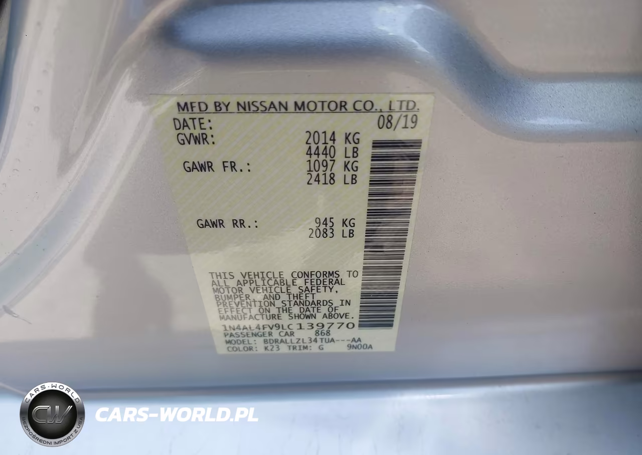 2020 Nissan Altima Platinum Vc-Turbo Fwd VIN:1N4AL4FV9LC139770 - 9