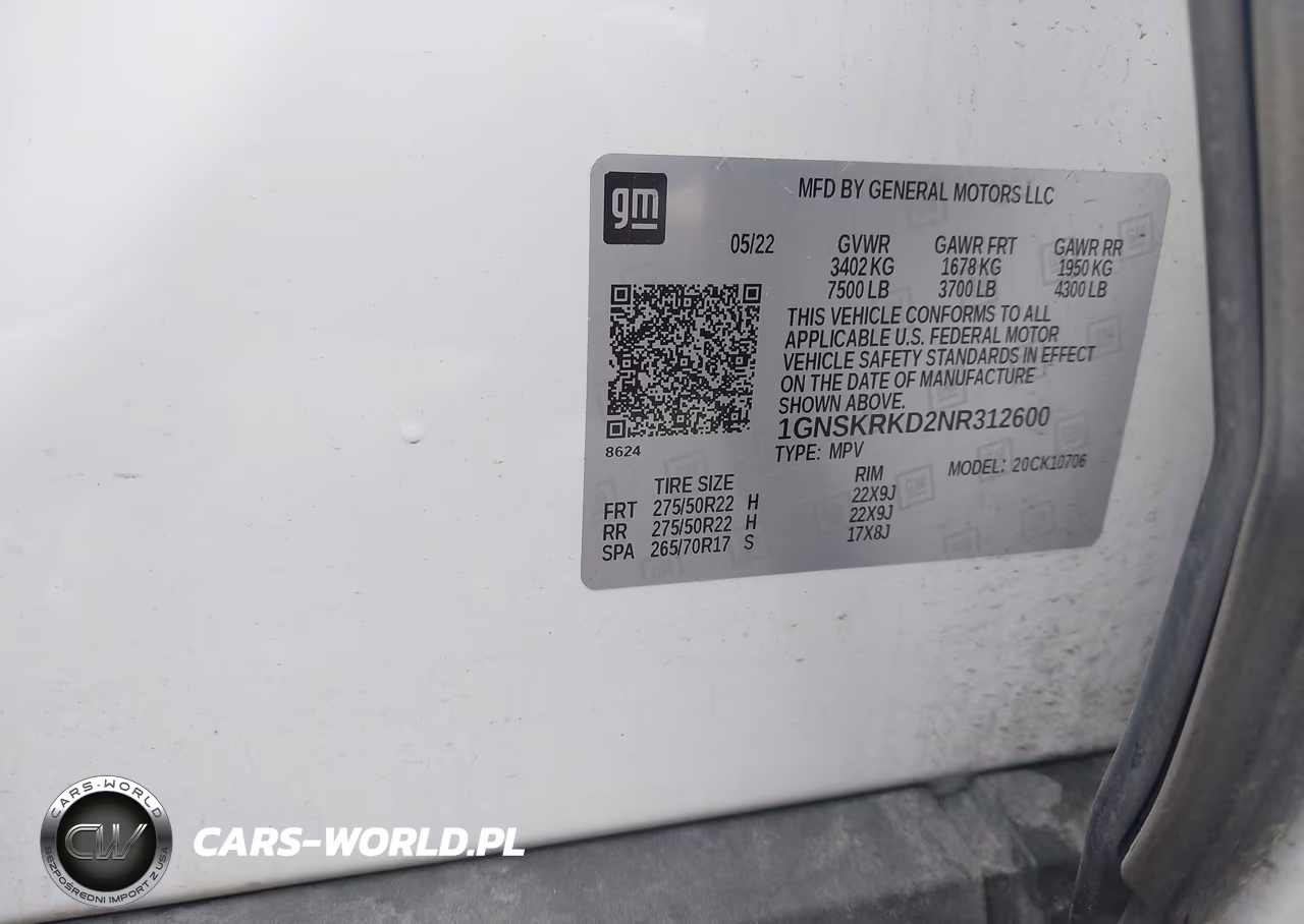 2022 Chevrolet Tahoe 4Wd Rst VIN:1GNSKRKD2NR312600 - 9