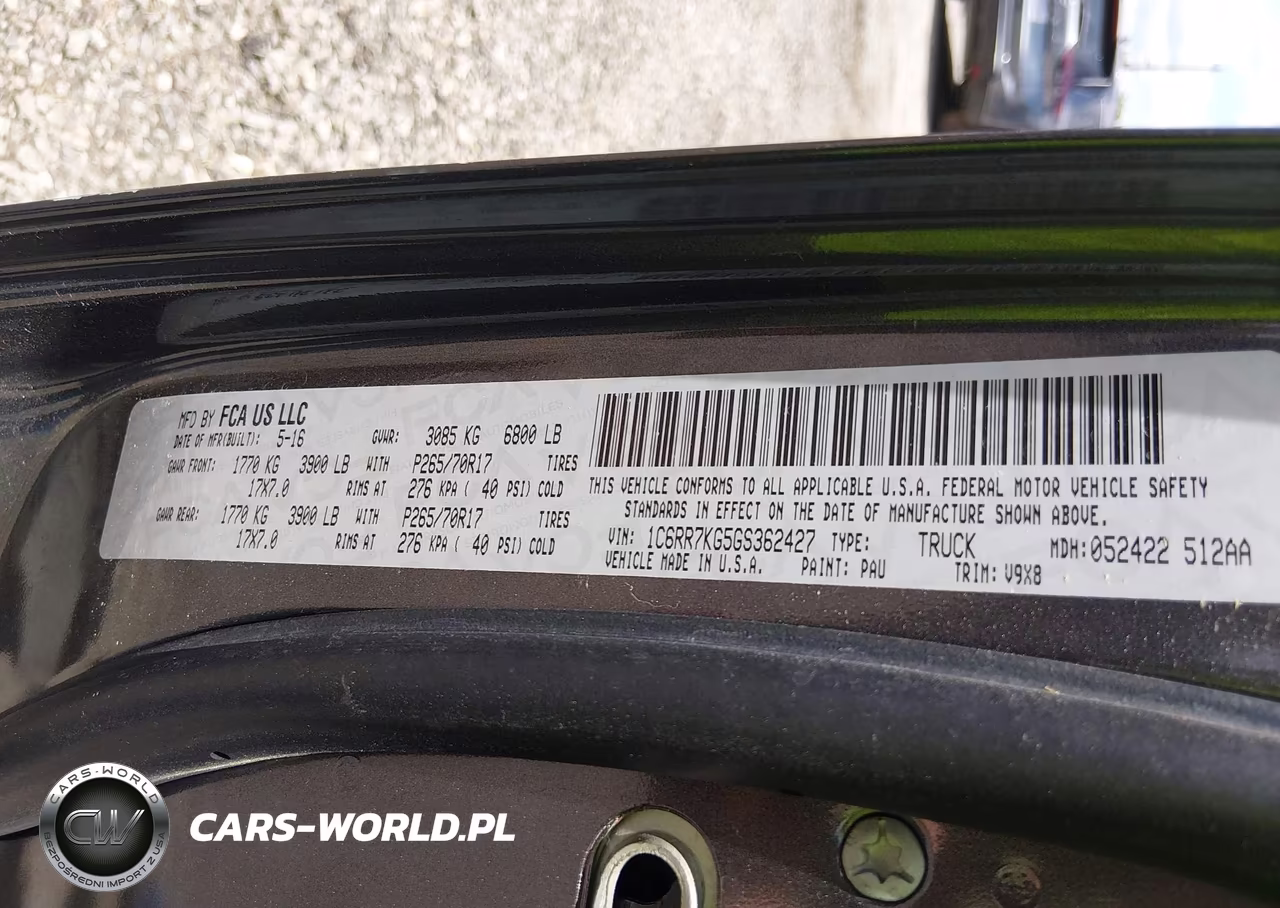 2016 Ram 1500 Tradesman VIN:1C6RR7KG5GS362427 - 9