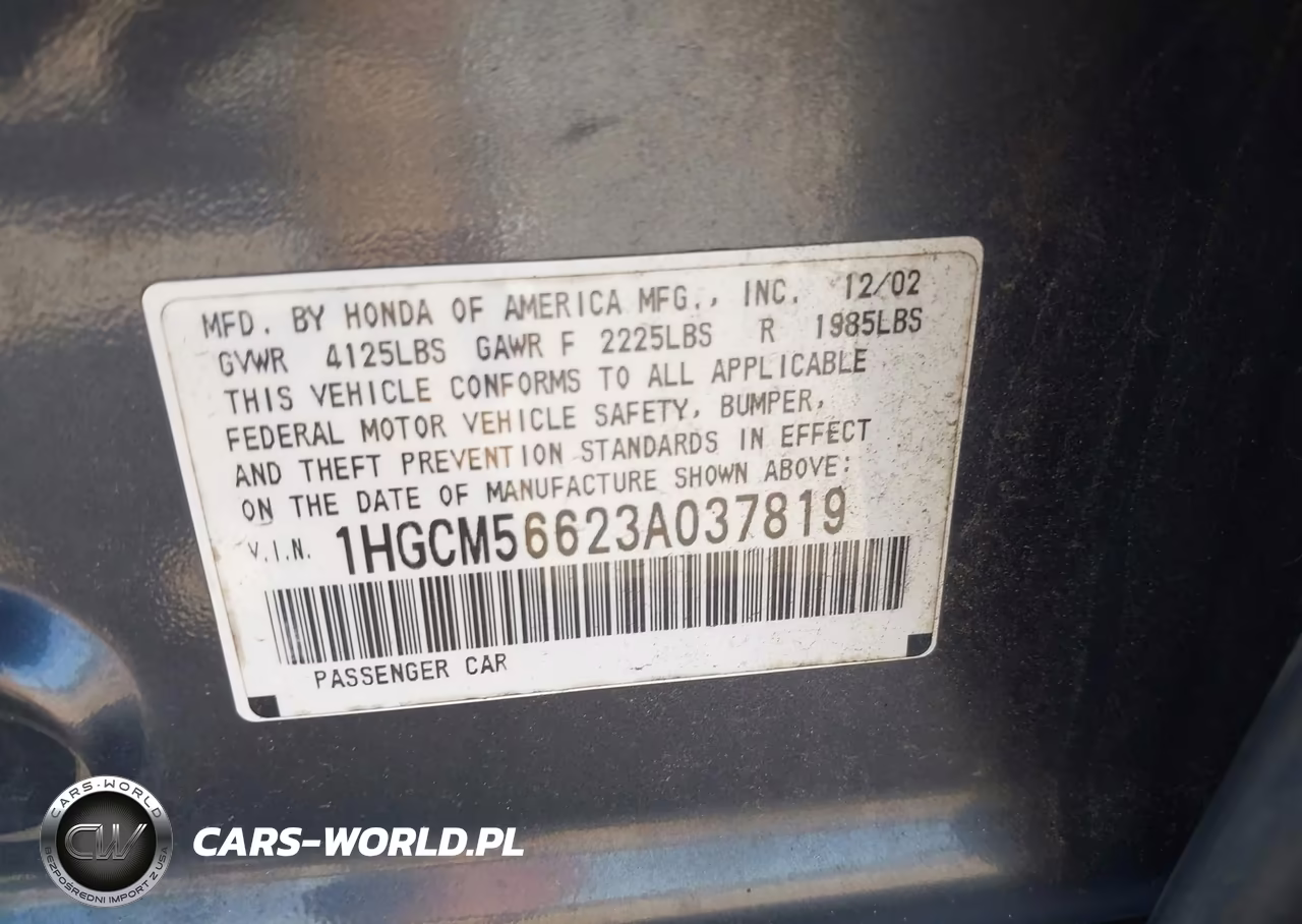 2003 Honda Accord 2.4 Ex VIN:1HGCM56623A037819 - 9