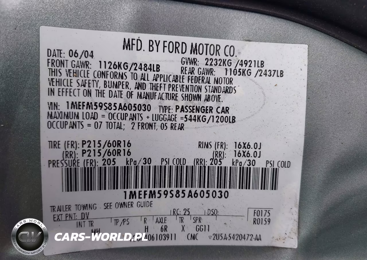 2005 Mercury Sable Ls VIN:1MEFM59S85A605030 - 9