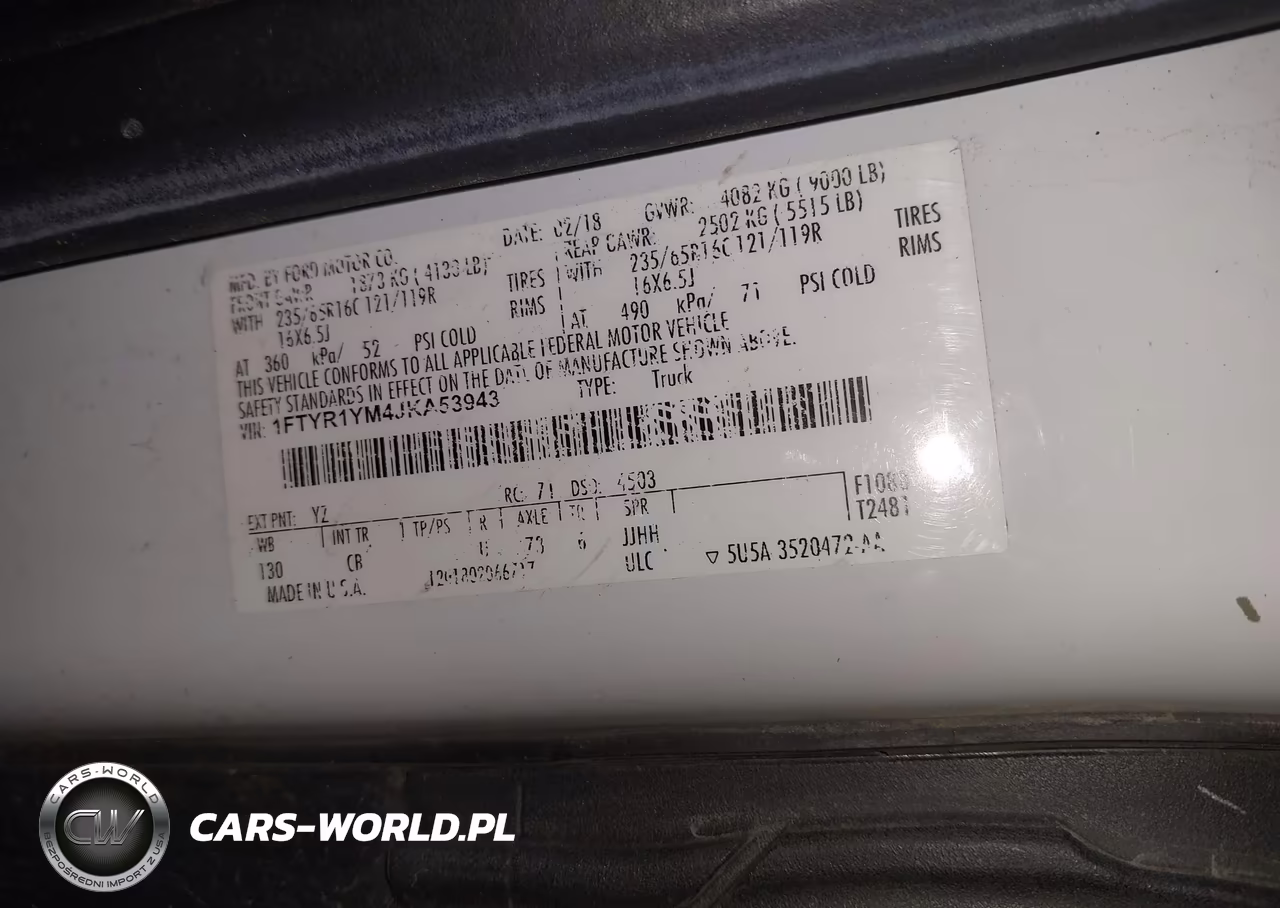 2018 Ford Transit-250 VIN:1FTYR1YM4JKA53943 - 9