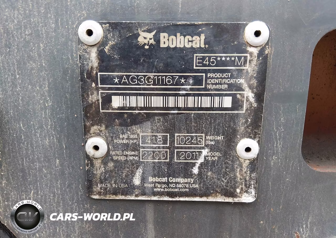 2011 Bobcat E45 Excavator VIN:LOT-1-45406821 - 9