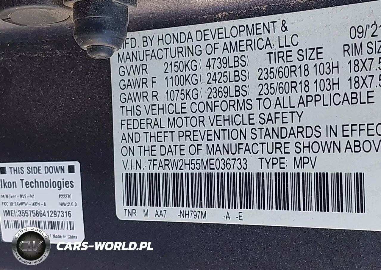 2021 Honda Cr-V Awd Ex VIN:7FARW2H55ME036733 - 9
