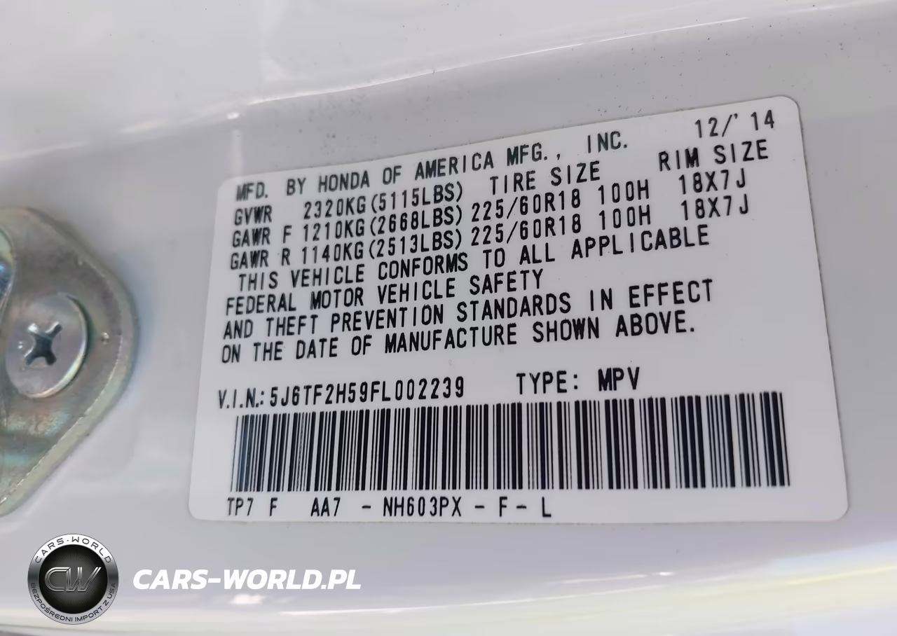 2015 Honda Crosstour Ex-L V6 VIN:5J6TF2H59FL002239 - 9