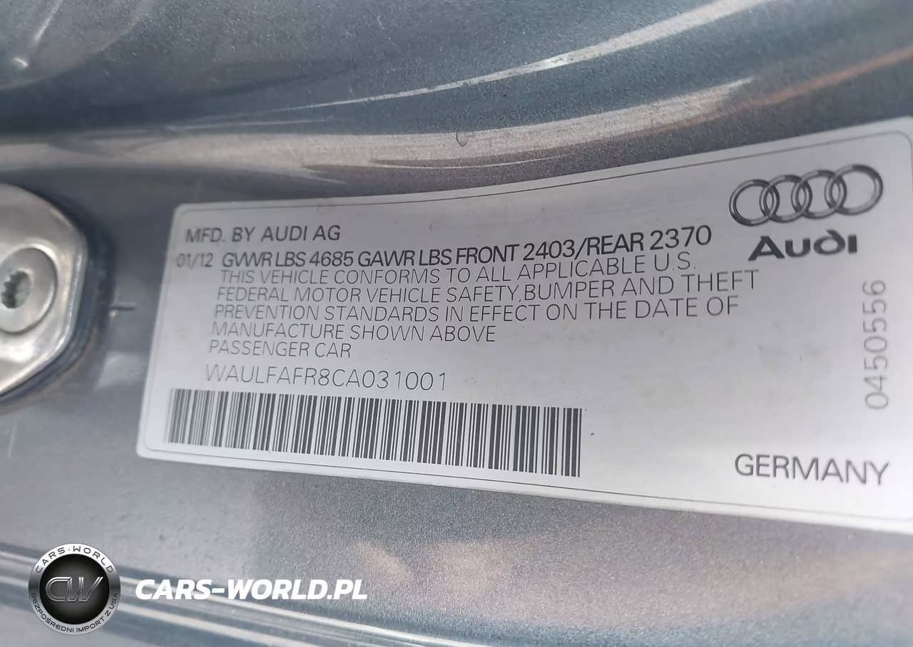 2012 Audi A5 2.0T Premium VIN:WAULFAFR8CA031001 - 9