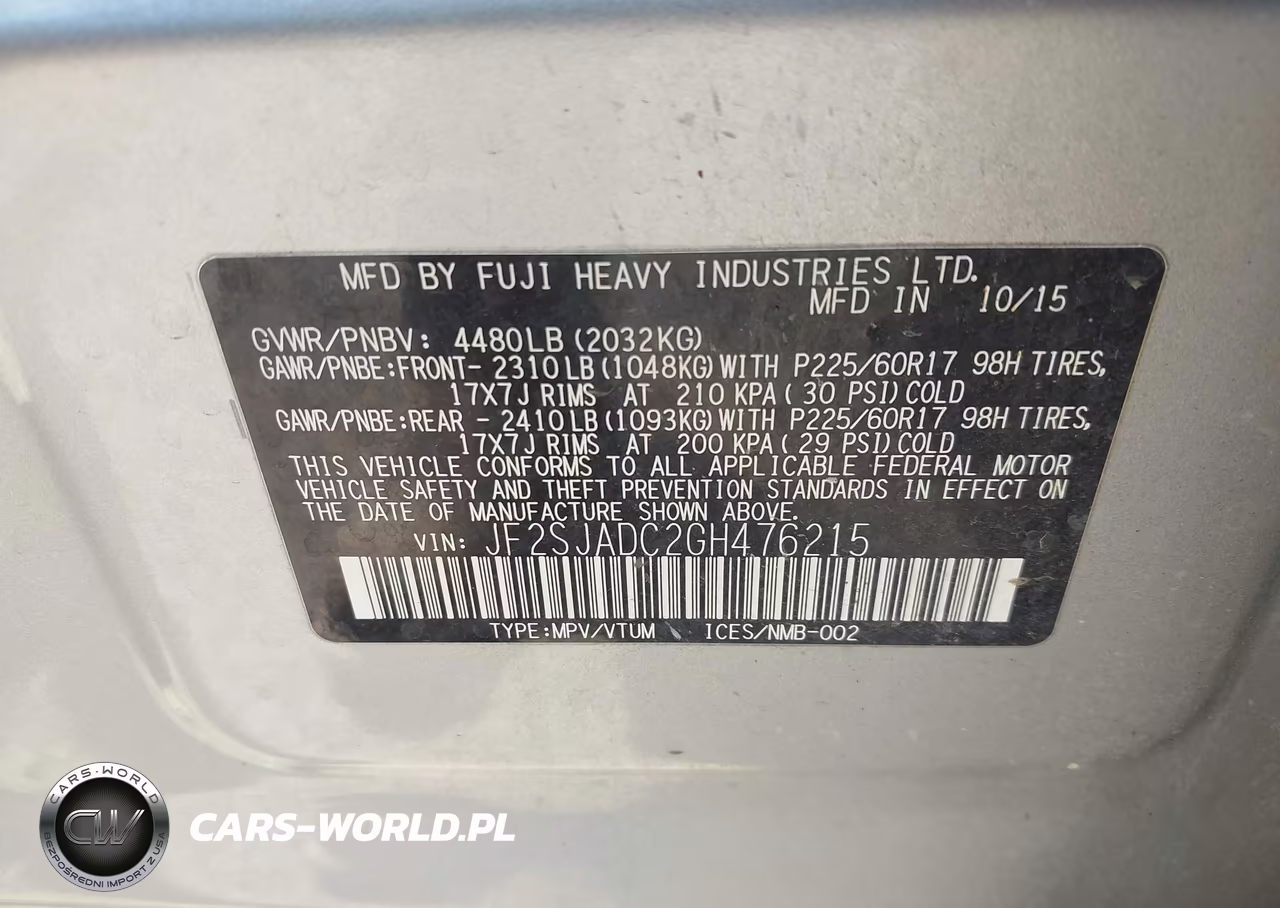 2016 Subaru Forester 2.5I Premium VIN:JF2SJADC2GH476215 - 9