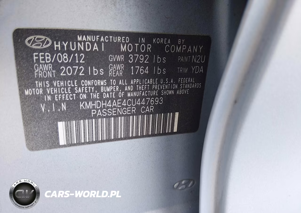 2012 Hyundai Elantra Gls (Ulsan Plant) VIN:KMHDH4AE4CU447693 - 9