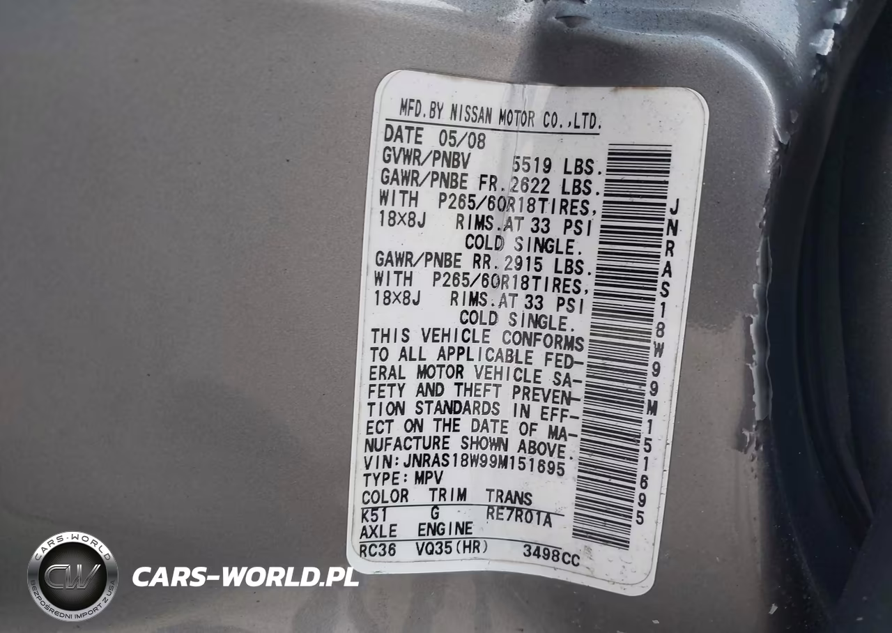 2009 Infiniti Fx35 VIN:JNRAS18W99M151695 - 9