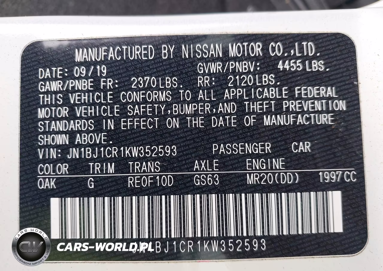 2019 Nissan Rogue Sport S VIN:JN1BJ1CR1KW352593 - 9
