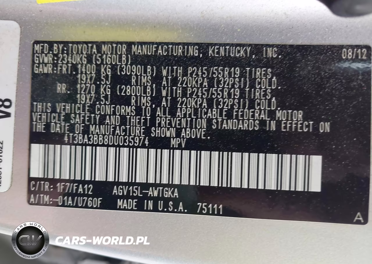 2013 Toyota Venza Le VIN:4T3BA3BB8DU035974 - 9