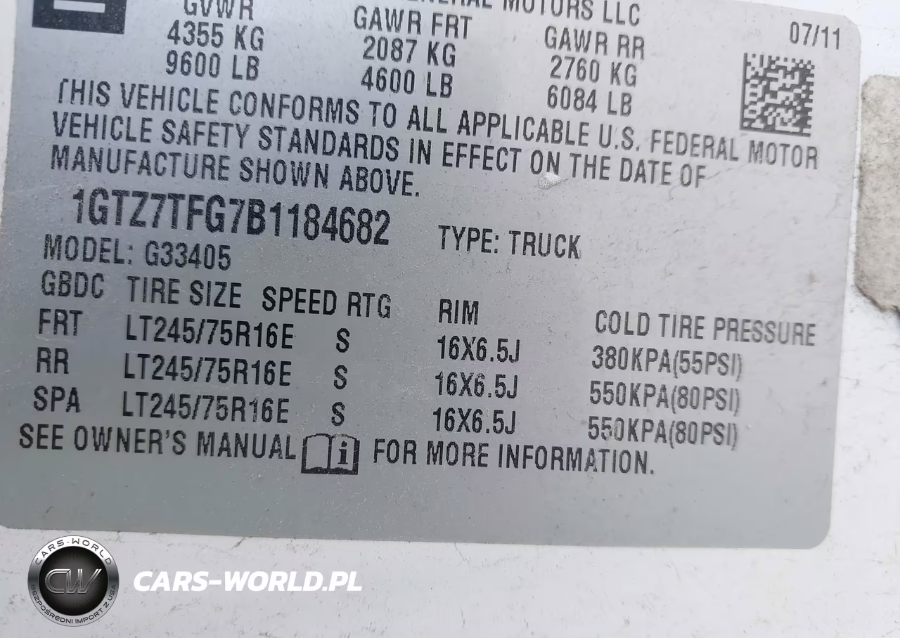 2011 GMC Savana 3500 Work Van VIN:1GTZ7TFG7B1184682 - 9
