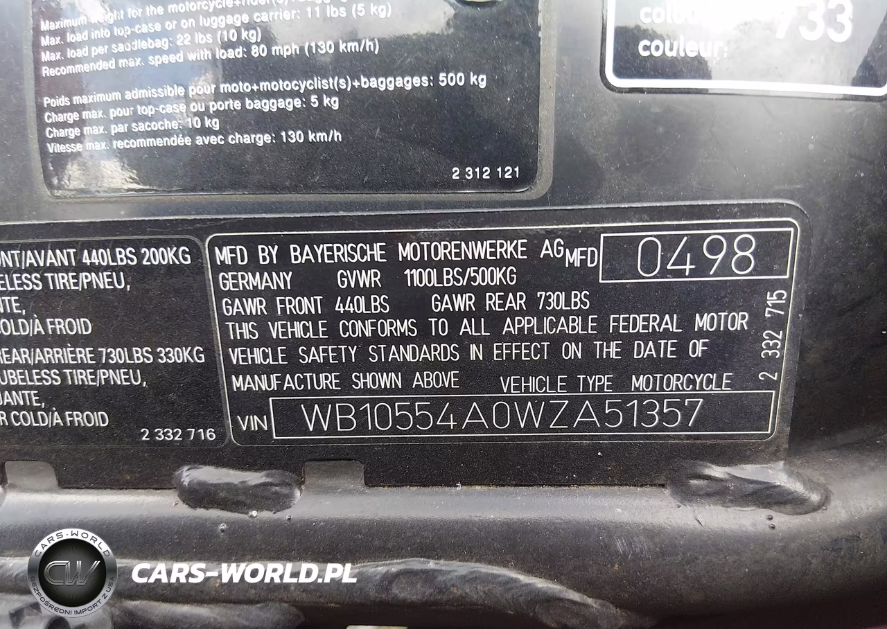 1998 BMW K1200 Rs VIN:WB10554A0WZA51357 - 9