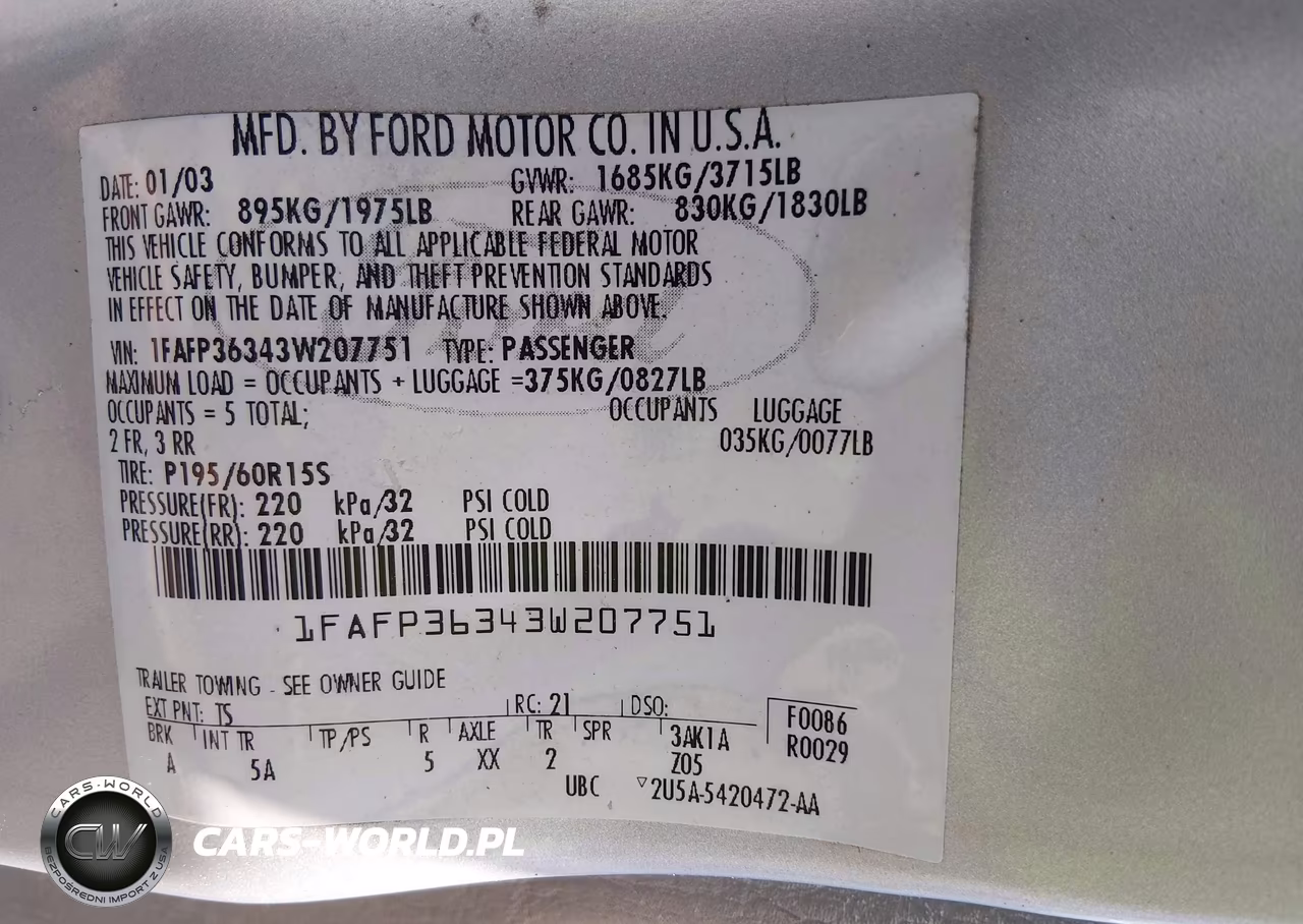 2003 Ford Focus Se-Ztw VIN:1FAFP36343W207751 - 9