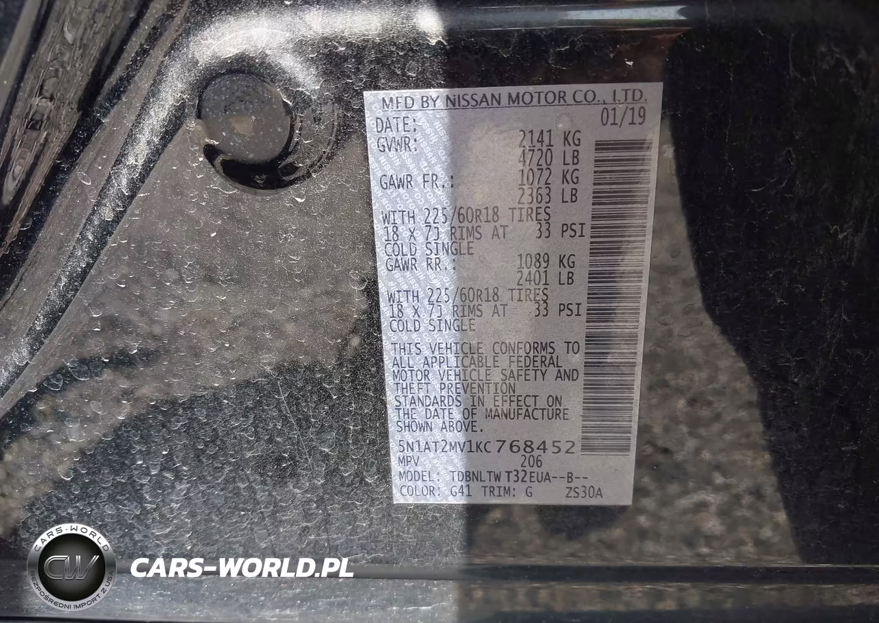 2019 Nissan Rogue Sv VIN:5N1AT2MV1KC768452 - 9