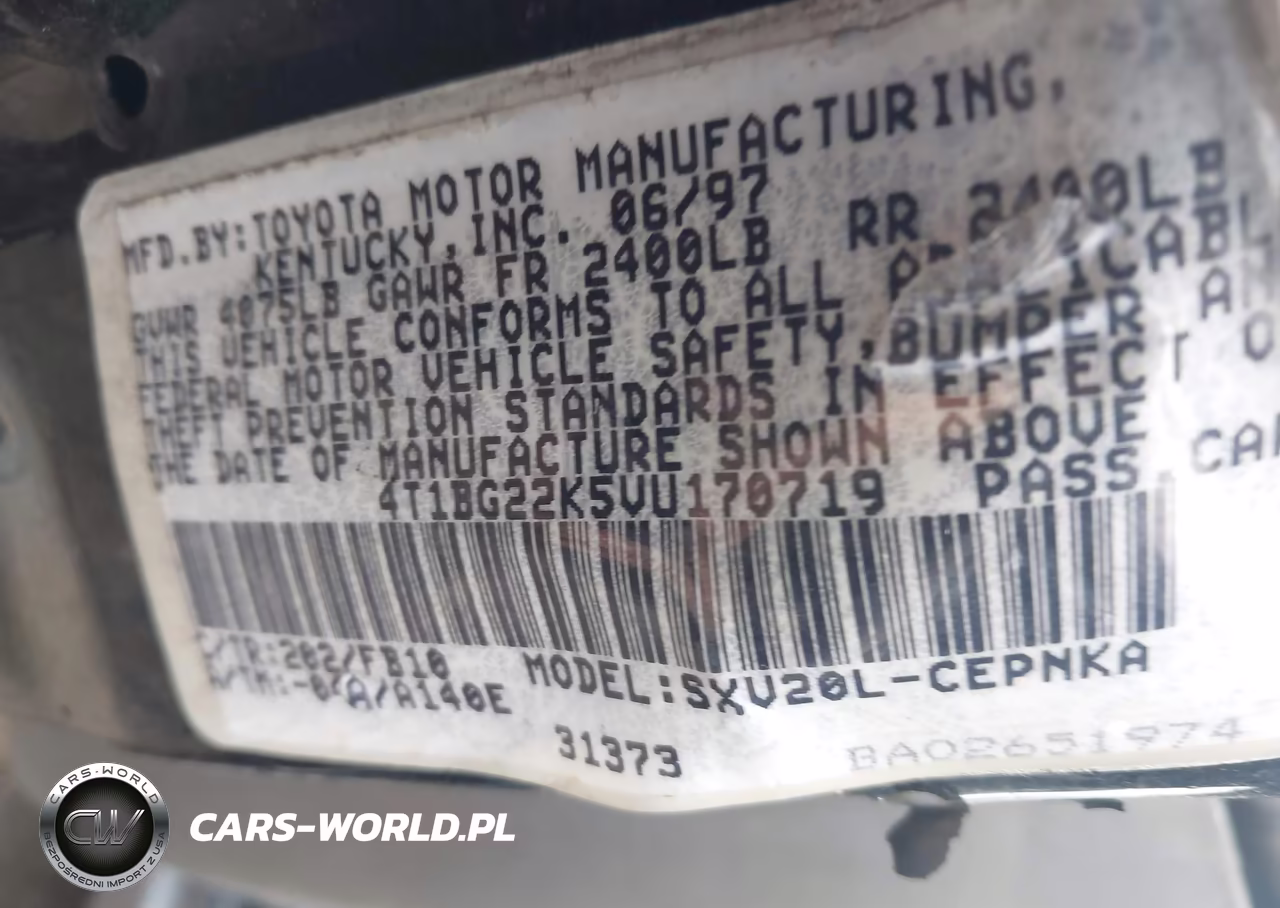 1997 Toyota Camry Le VIN:4T1BG22K5VU170719 - 9