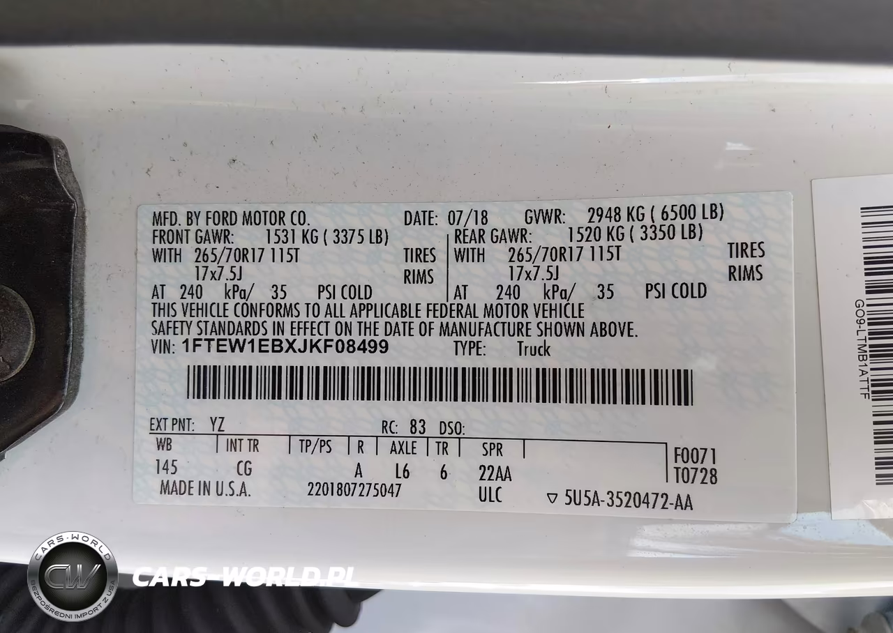 2018 Ford F-150 Xl VIN:1FTEW1EBXJKF08499 - 9