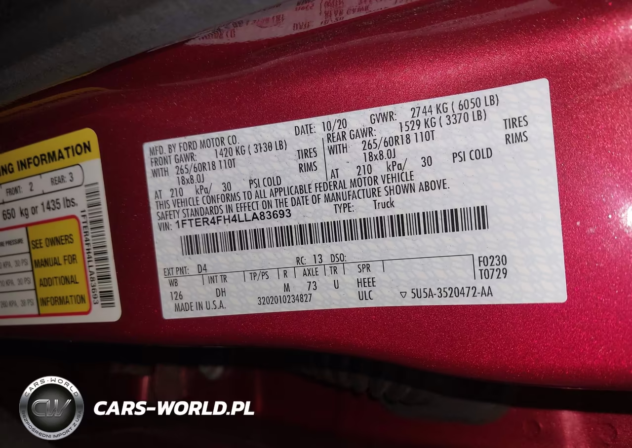 2020 Ford Ranger Lariat VIN:1FTER4FH4LLA83693 - 9