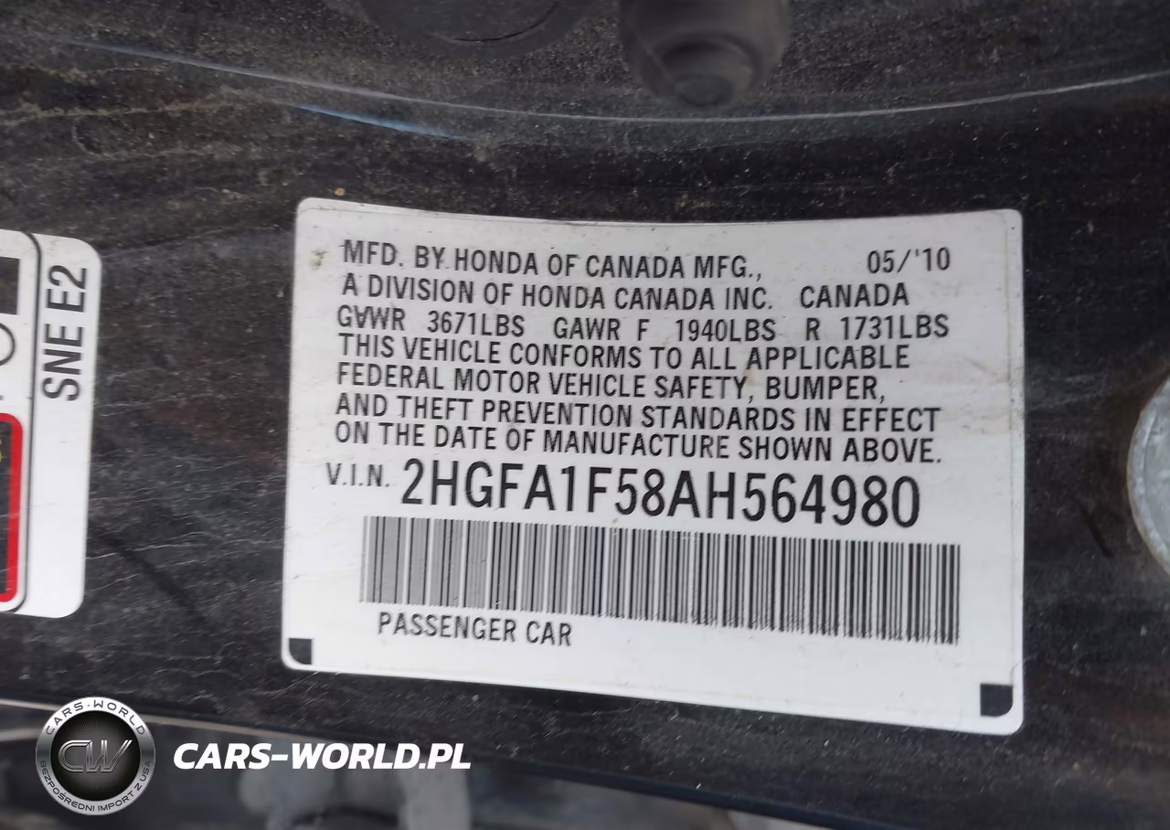 2010 Honda Civic Lx VIN:2HGFA1F58AH564980 - 9