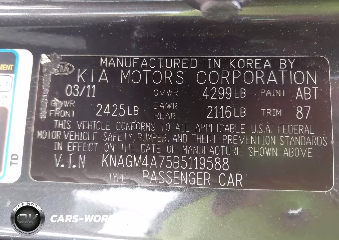 2011 Kia Optima Lx VIN:KNAGM4A75B5119588 - 9