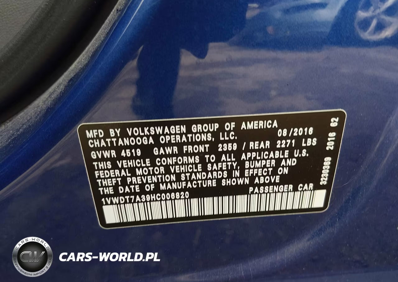 2017 Volkswagen Passat 1.8T R-Line VIN:1VWDT7A39HC006820 - 9