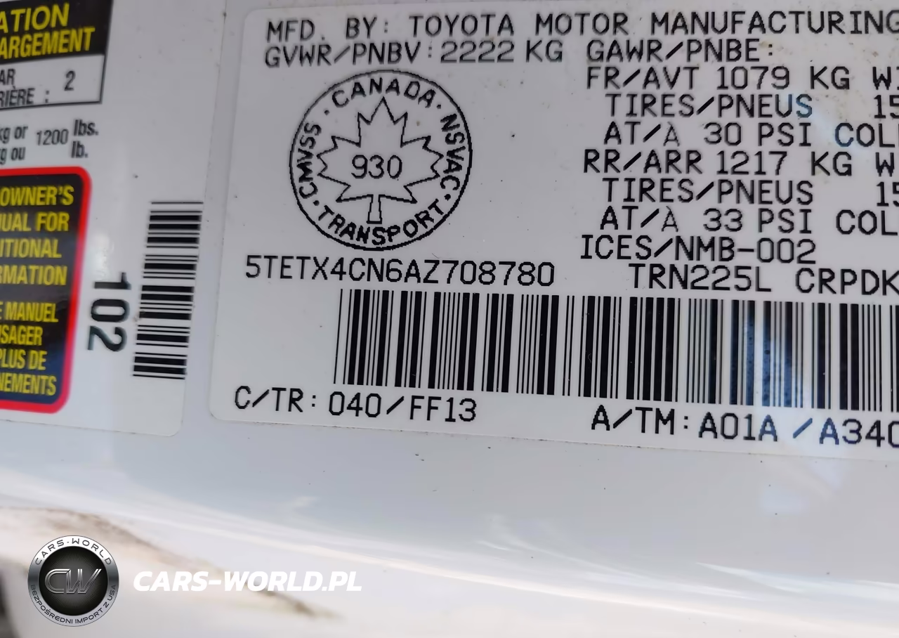 2010 Toyota Tacoma VIN:5TETX4CN6AZ708780 - 9