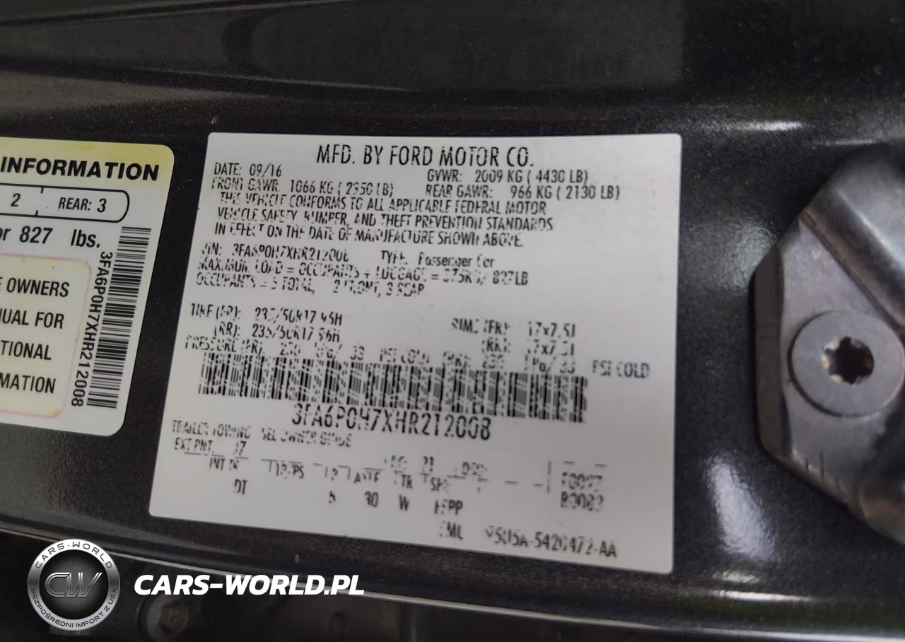 2017 Ford Fusion Se VIN:3FA6P0H7XHR212008 - 9