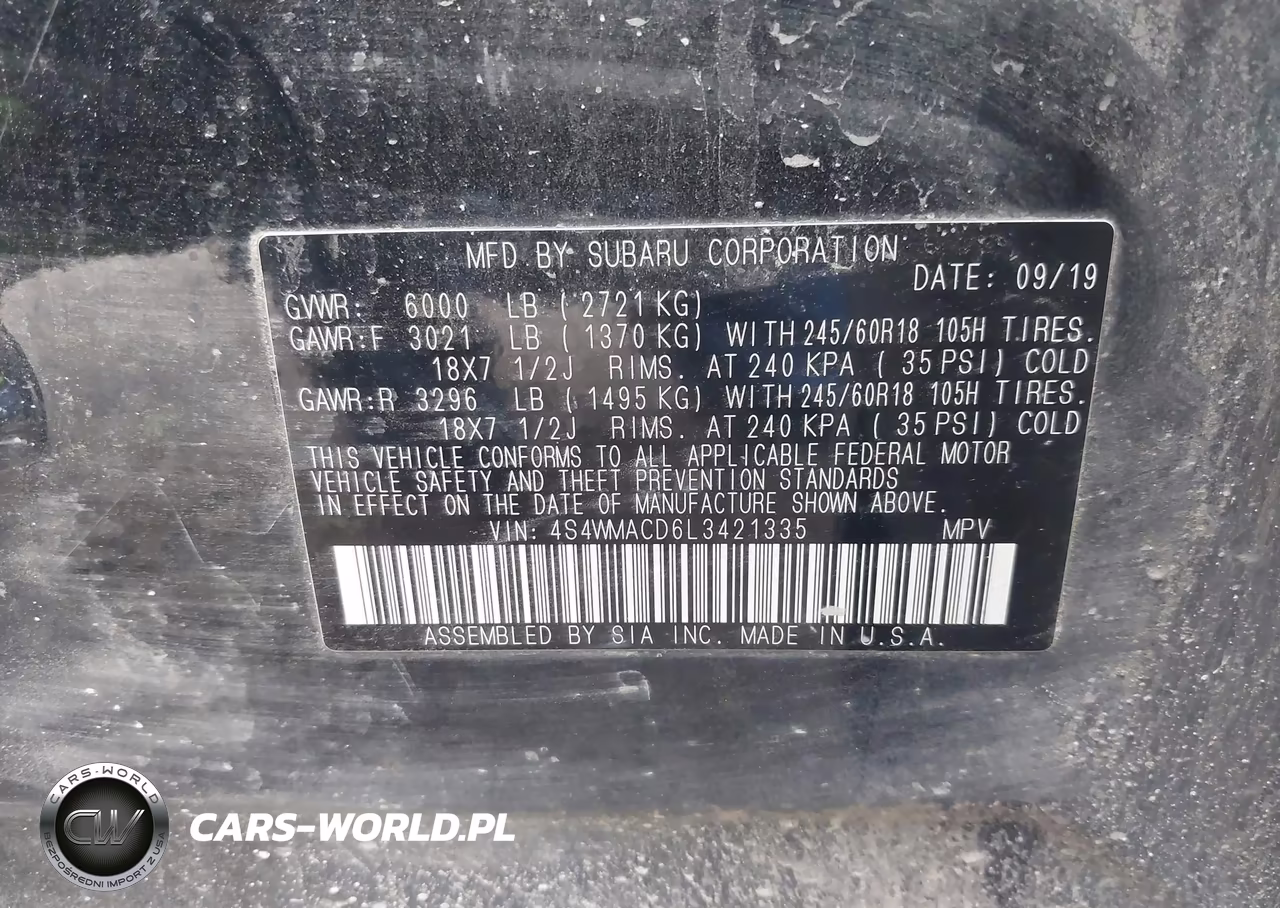 2020 Subaru Ascent Premium VIN:4S4WMACD6L3421335 - 9