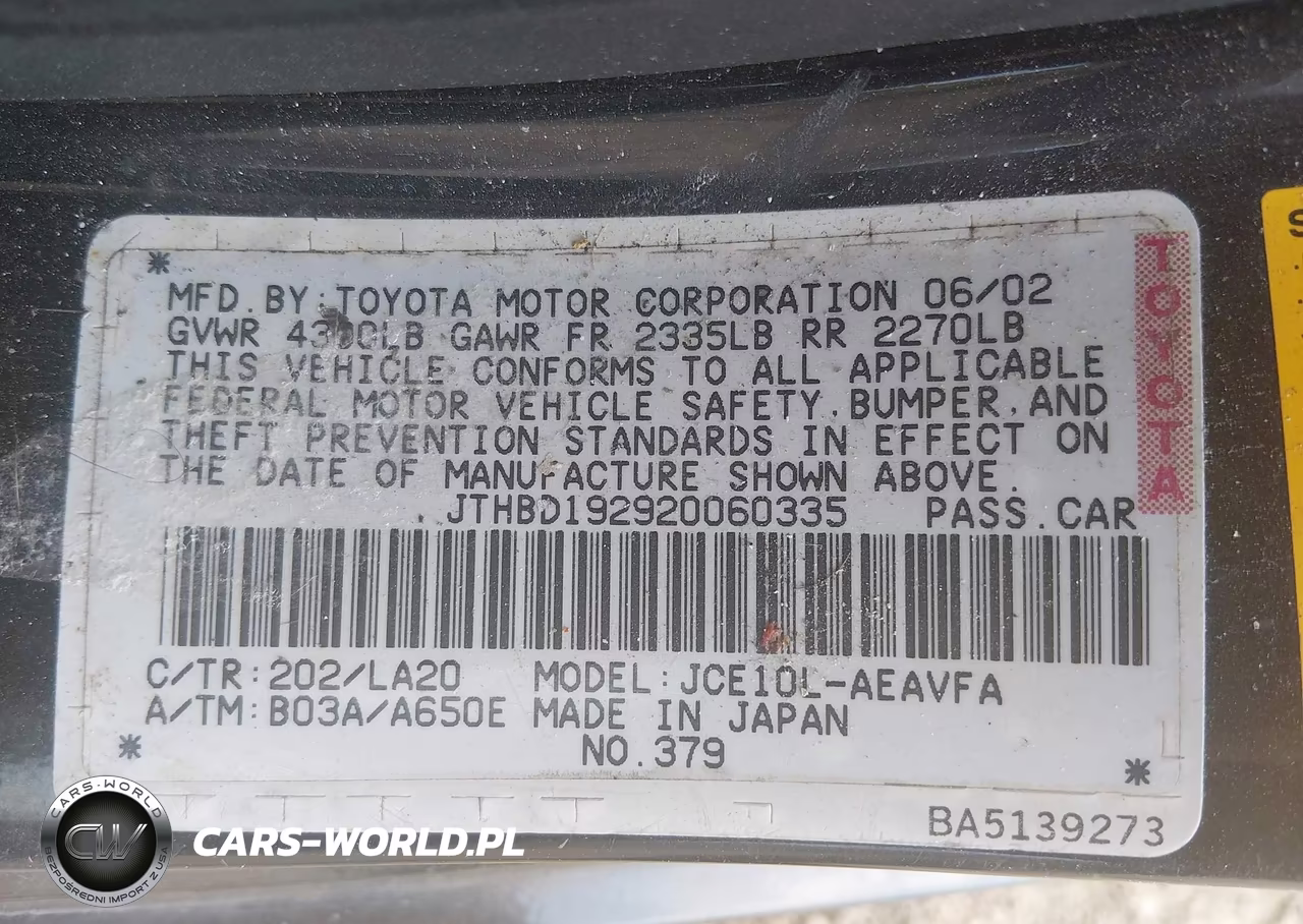 2002 Lexus Is 300 VIN:JTHBD192920060335 - 9