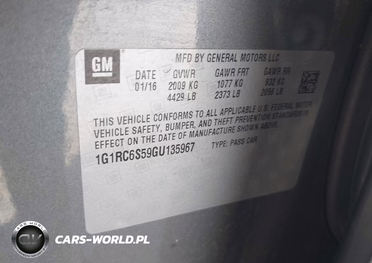 2016 Chevrolet Volt Lt VIN:1G1RC6S59GU135967 - 9