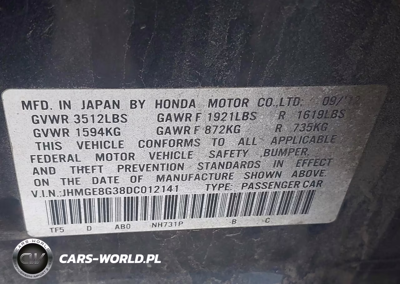 2013 Honda Fit VIN:JHMGE8G38DC012141 - 9