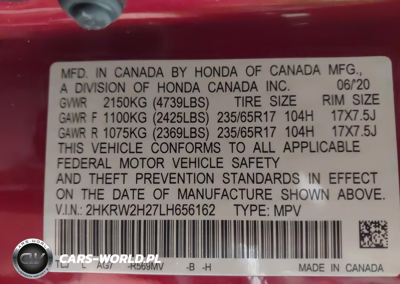 2020 Honda Cr-V Awd Lx VIN:2HKRW2H27LH656162 - 9