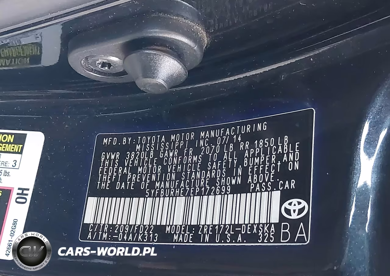 2014 Toyota Corolla S Plus VIN:5YFBURHE7EP172699 - 9
