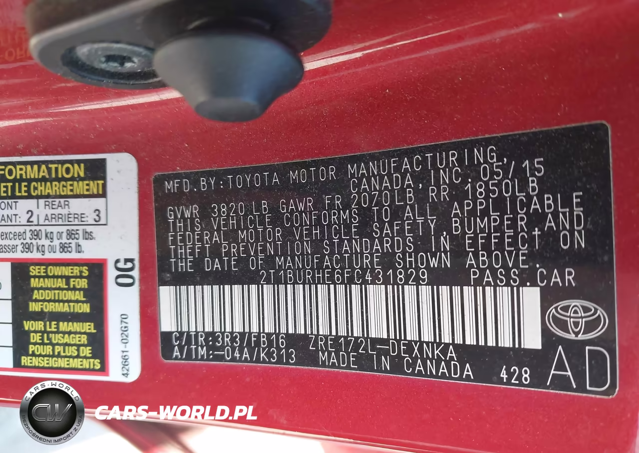 2015 Toyota Corolla Le VIN:2T1BURHE6FC431829 - 9