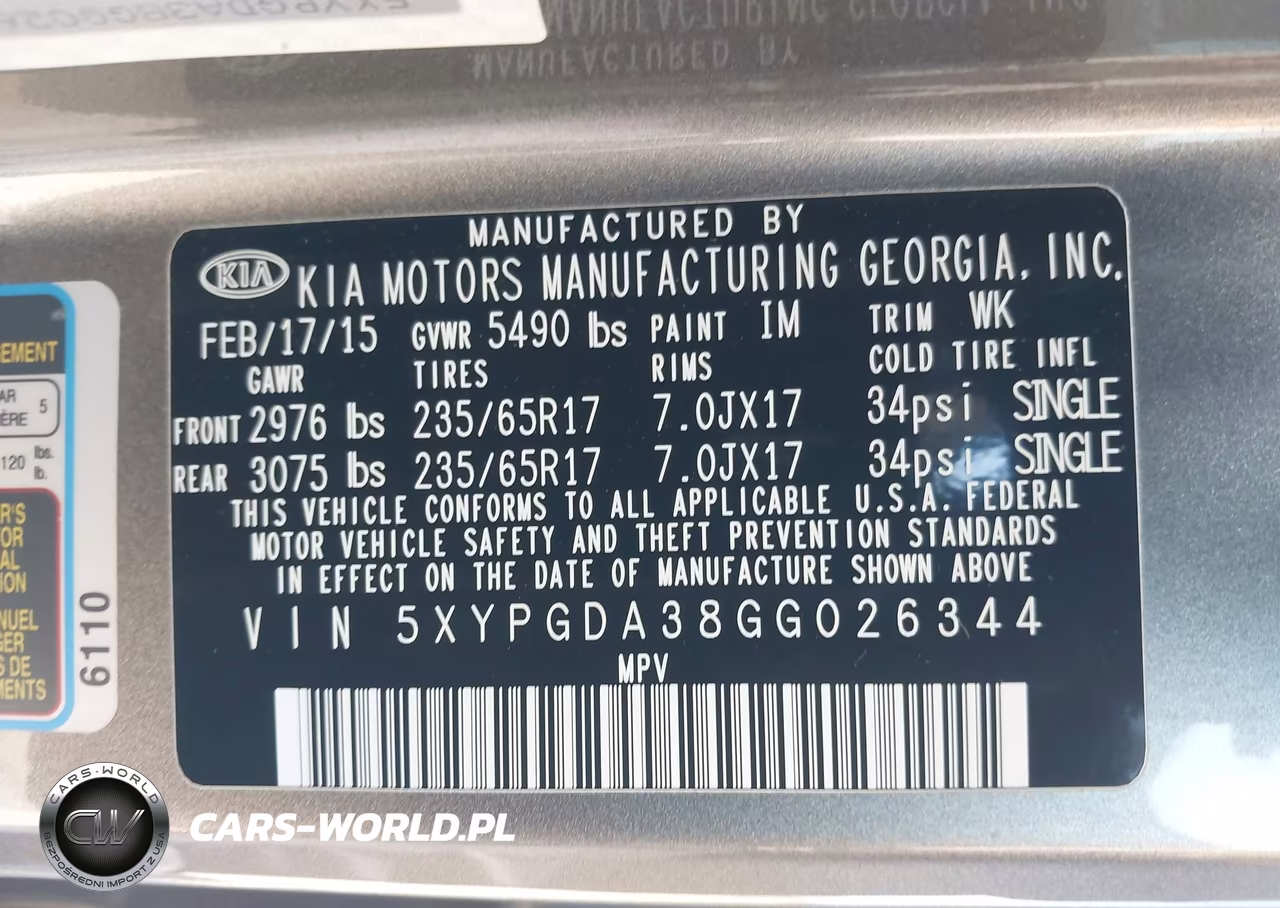 2016 Kia Sorento 2.4L Lx VIN:5XYPGDA38GG026344 - 9