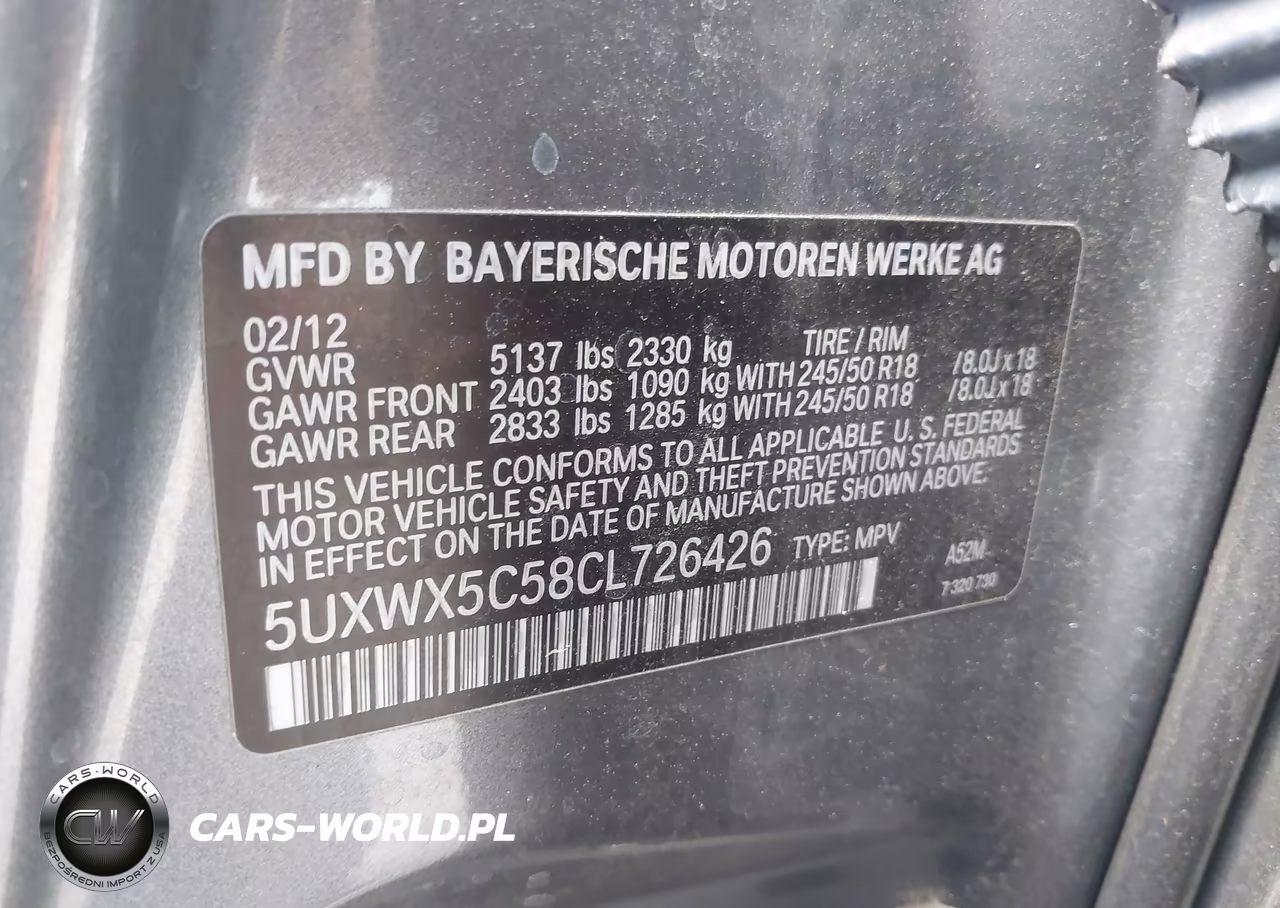 2012 BMW X3 xDrive28I VIN:5UXWX5C58CL726426 - 9